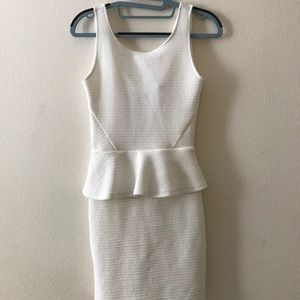 White Peplum Body Con Dress